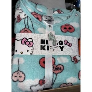 Nwt Hello Kitty Women's Sanrio Aqua Pajama Plush Set Pink Bow Cute Girl Gift New